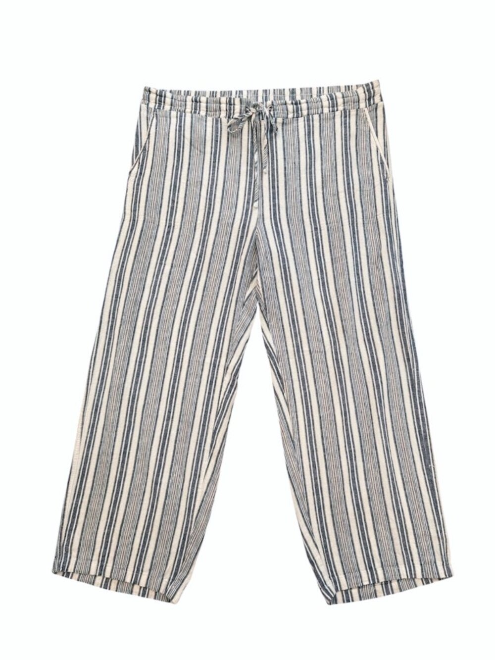 Westport Pants Size Woman 2X Linen Blend Blue and White Striped 28.5" Inseam